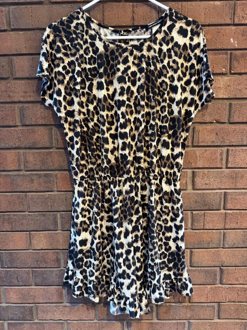 Leopard Print Short Sleeve Romper - Black & Tan medium Heimish new animal print